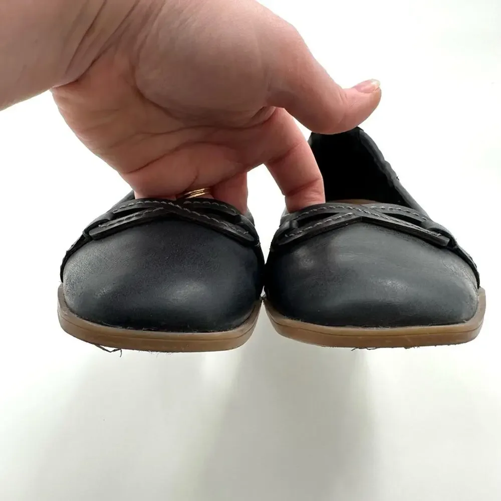 Clarks Collection Lyrical Rhyme Black Matte Leather Ballet Flats Size 10